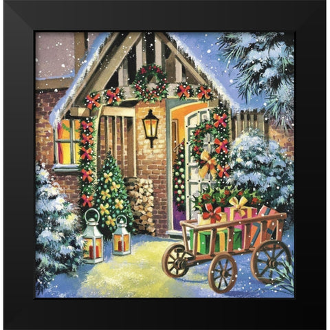 Christmas Bliss Black Modern Wood Framed Art Print by P.S. Art