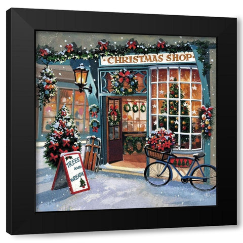 Christmas Shop Black Modern Wood Framed Art Print with Double Matting by P.S. Art
