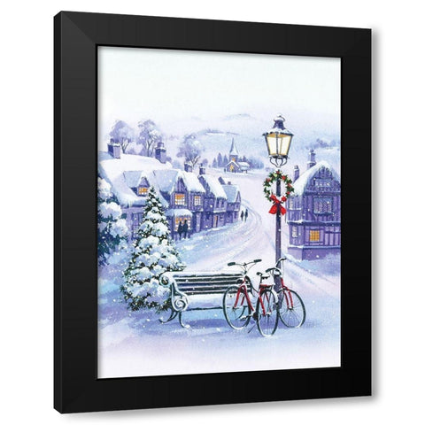 Winter Joy Black Modern Wood Framed Art Print with Double Matting by P.S. Art