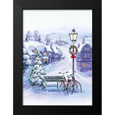 Winter Joy Black Modern Wood Framed Art Print by P.S. Art