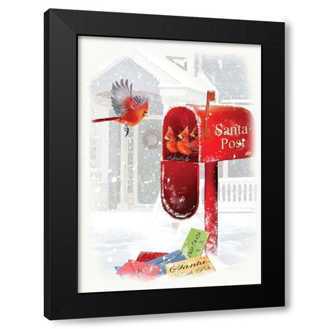 Santas Post Black Modern Wood Framed Art Print by P.S. Art