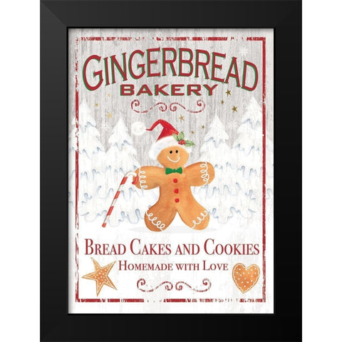 Gingerbread Bakery Black Modern Wood Framed Art Print by P.S. Art