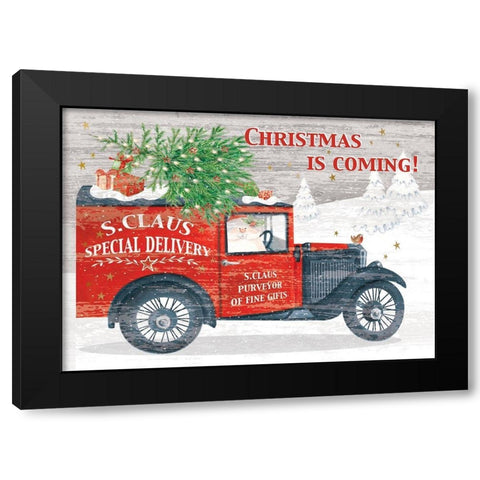 Christmas Delivery Black Modern Wood Framed Art Print by P.S. Art