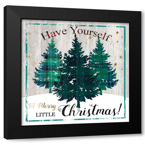 Merry Little Christmas Black Modern Wood Framed Art Print by P.S. Art