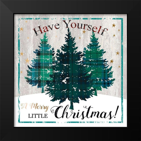 Merry Little Christmas Black Modern Wood Framed Art Print by P.S. Art