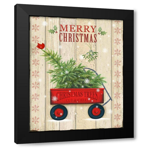 Christmas Trees Black Modern Wood Framed Art Print by P.S. Art