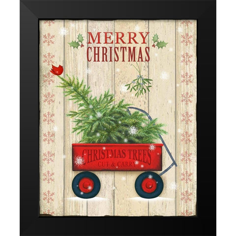 Christmas Trees Black Modern Wood Framed Art Print by P.S. Art