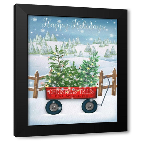 Happy Holidays Black Modern Wood Framed Art Print with Double Matting by P.S. Art