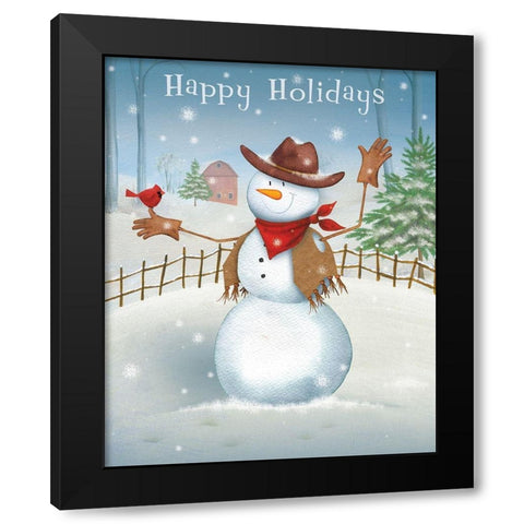 Happy Holidays Black Modern Wood Framed Art Print by P.S. Art