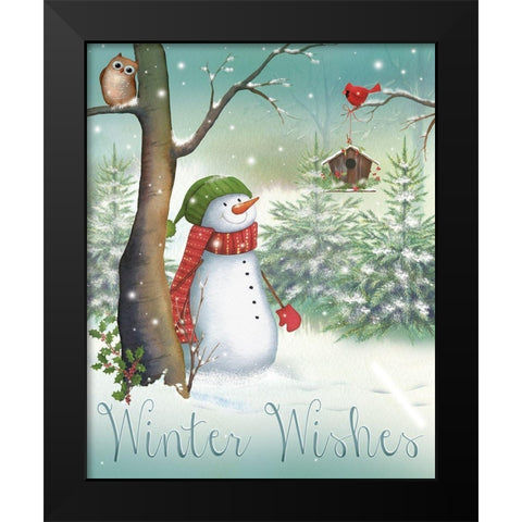 Winter Wishes Black Modern Wood Framed Art Print by P.S. Art