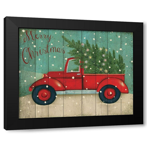 Christmas Truck Black Modern Wood Framed Art Print with Double Matting by P.S. Art