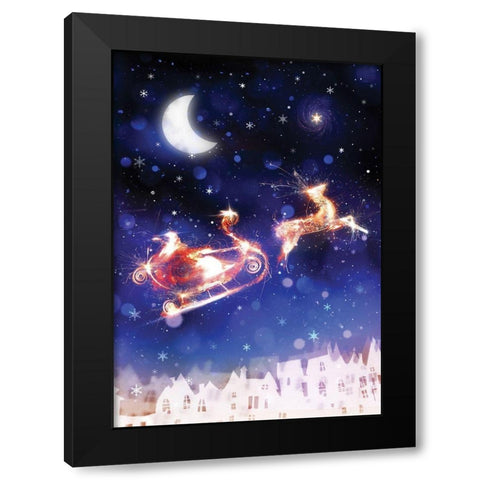 Santas Ride Black Modern Wood Framed Art Print with Double Matting by P.S. Art