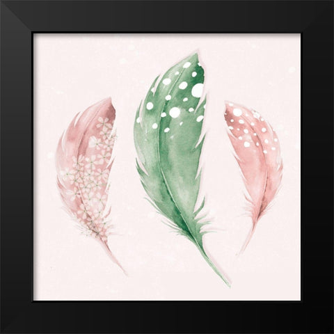 Feather Fun I Black Modern Wood Framed Art Print by P.S. Art