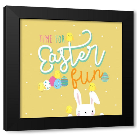 Easter Fun Black Modern Wood Framed Art Print with Double Matting by P.S. Art