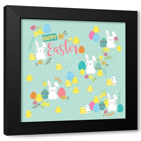 Happy Easter Black Modern Wood Framed Art Print with Double Matting by P.S. Art