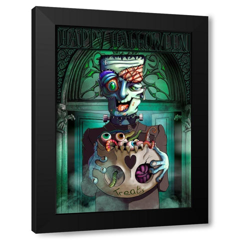 Frankenstein Black Modern Wood Framed Art Print by P.S. Art