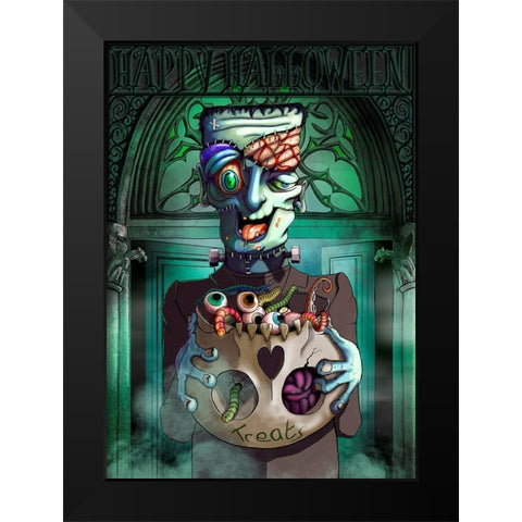 Frankenstein Black Modern Wood Framed Art Print by P.S. Art