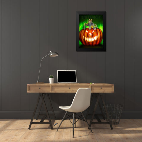 Pumpkin Black Modern Wood Framed Art Print by P.S. Art