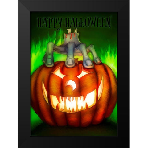 Pumpkin Black Modern Wood Framed Art Print by P.S. Art
