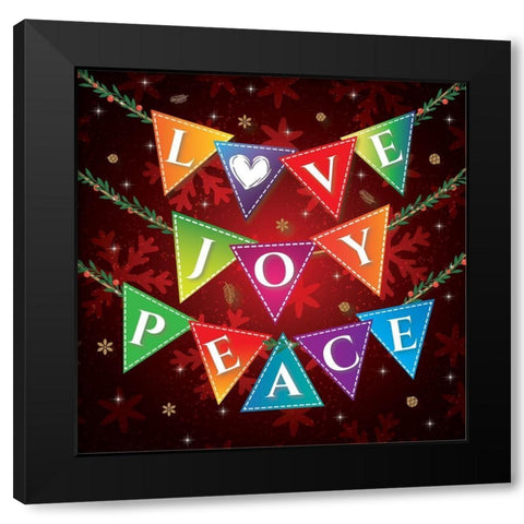 Love Joy Peace Black Modern Wood Framed Art Print with Double Matting by P.S. Art