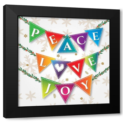 Peace Love Joy Black Modern Wood Framed Art Print by P.S. Art