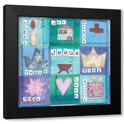 Jesus Birth Collage Black Modern Wood Framed Art Print with Double Matting by P.S. Art