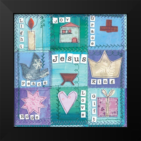 Jesus Birth Collage Black Modern Wood Framed Art Print by P.S. Art