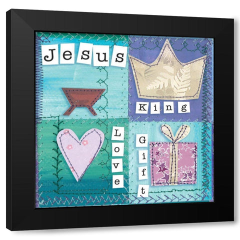 Jesus Birth Black Modern Wood Framed Art Print with Double Matting by P.S. Art