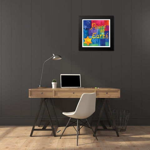 Peace on Earth Black Modern Wood Framed Art Print by P.S. Art