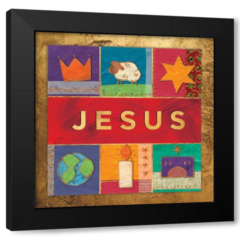 Jesus Black Modern Wood Framed Art Print by P.S. Art