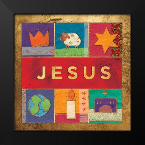 Jesus Black Modern Wood Framed Art Print by P.S. Art