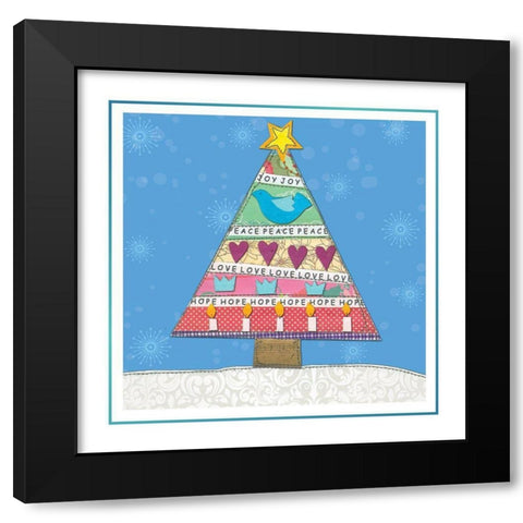 Joy Peace Black Modern Wood Framed Art Print by P.S. Art