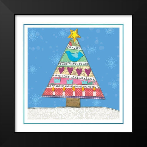 Joy Peace Black Modern Wood Framed Art Print by P.S. Art