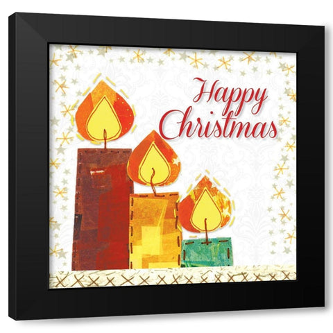 Happy Christmas Black Modern Wood Framed Art Print by P.S. Art