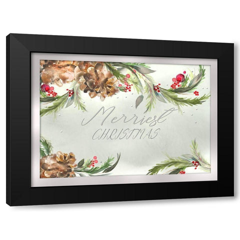 Merriest Christmas Black Modern Wood Framed Art Print by P.S. Art