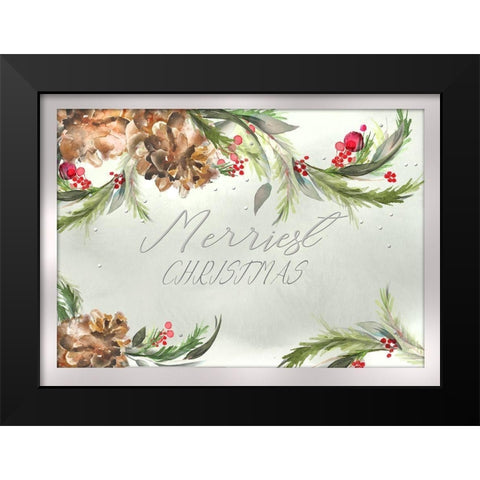 Merriest Christmas Black Modern Wood Framed Art Print by P.S. Art