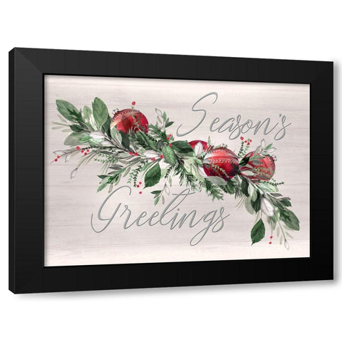 Seasons Greetings Black Modern Wood Framed Art Print with Double Matting by P.S. Art