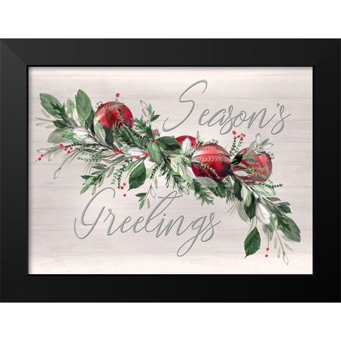 Seasons Greetings Black Modern Wood Framed Art Print by P.S. Art