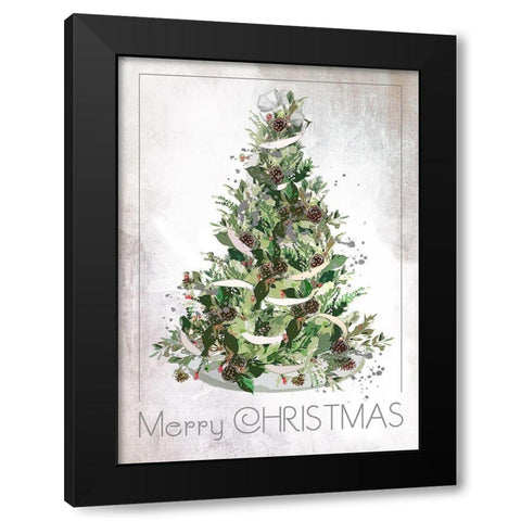 Merry Christmas Black Modern Wood Framed Art Print with Double Matting by P.S. Art