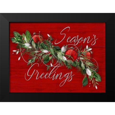 Seasons Greetings Black Modern Wood Framed Art Print by P.S. Art