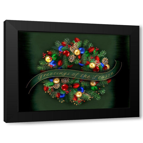 Greetings to the Season Black Modern Wood Framed Art Print with Double Matting by P.S. Art