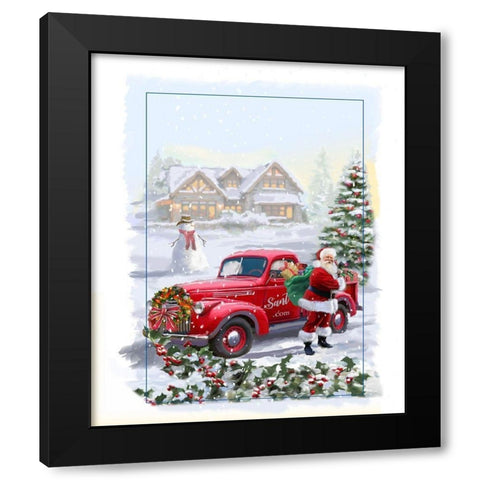 Santa Delivery Black Modern Wood Framed Art Print by P.S. Art