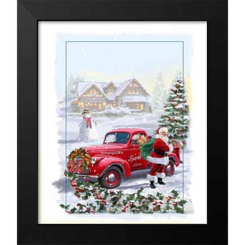 Santa Delivery Black Modern Wood Framed Art Print by P.S. Art
