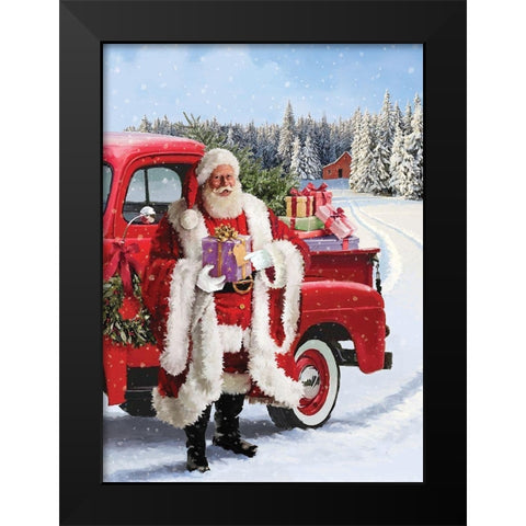 Santa Gift Black Modern Wood Framed Art Print by P.S. Art