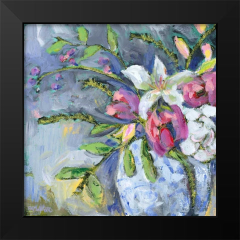 Blue and White Vase Black Modern Wood Framed Art Print by Pamela J. Wingard