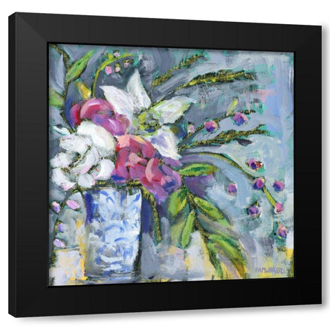 Blue and White Lavender II Black Modern Wood Framed Art Print by Pamela J. Wingard