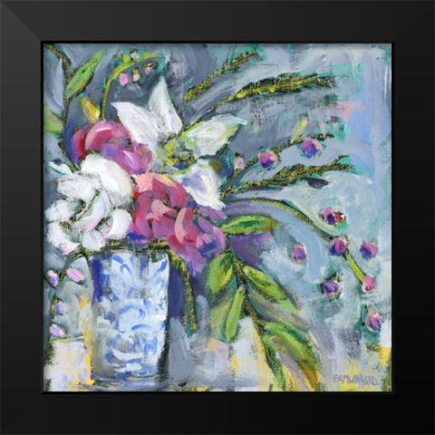 Blue and White Lavender II Black Modern Wood Framed Art Print by Pamela J. Wingard