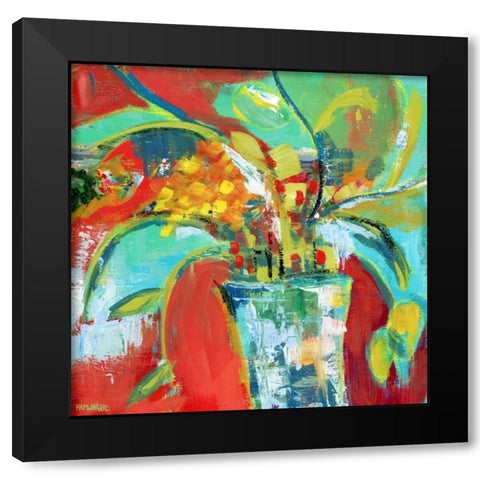 Abstract Floral Black Modern Wood Framed Art Print with Double Matting by Pamela J. Wingard