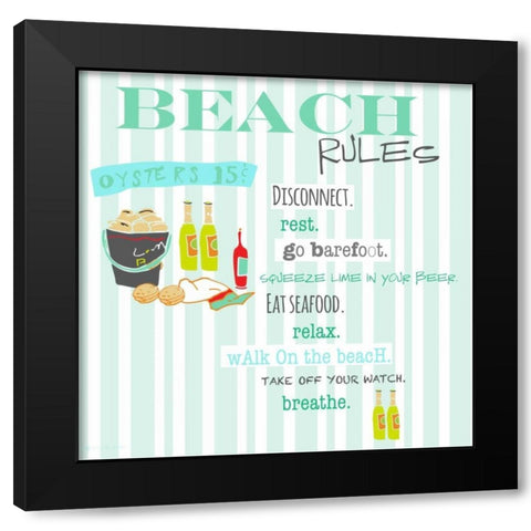 Beach Rules - Oysters Black Modern Wood Framed Art Print with Double Matting by Pamela J. Wingard