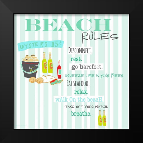 Beach Rules - Oysters Black Modern Wood Framed Art Print by Pamela J. Wingard